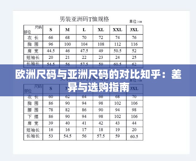 欧洲尺码与亚洲尺码的对比知乎：差异与选购指南