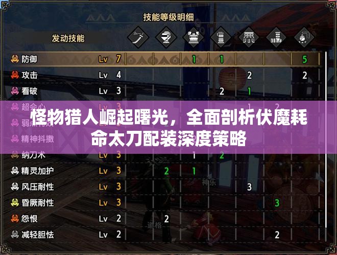 怪物猎人崛起曙光，全面剖析伏魔耗命太刀配装深度策略