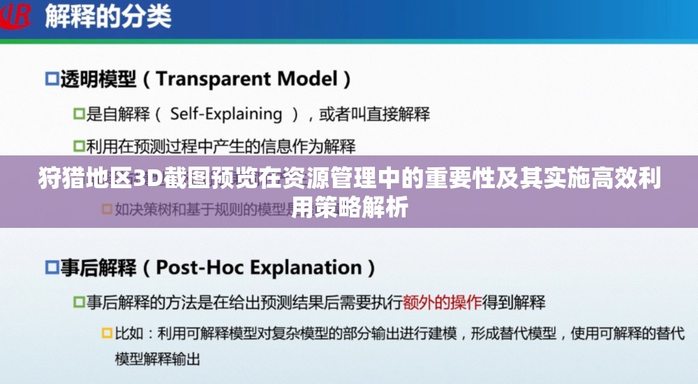 狩猎地区3D截图预览在资源管理中的重要性及其实施高效利用策略解析
