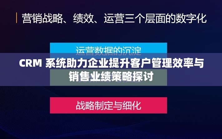 CRM 系统助力企业提升客户管理效率与销售业绩策略探讨