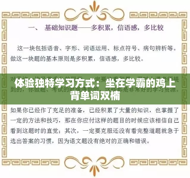 体验独特学习方式：坐在学霸的鸡上背单词双楠