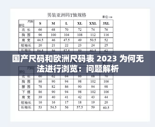 国产尺码和欧洲尺码表 2023 为何无法进行浏览：问题解析