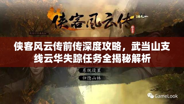 侠客风云传前传深度攻略，武当山支线云华失踪任务全揭秘解析