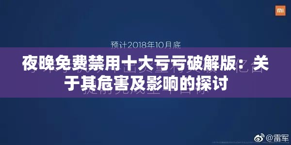 夜晚免费禁用十大亏亏破解版：关于其危害及影响的探讨