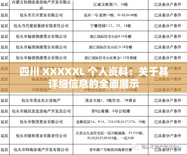 四川 XXXXXL 个人资料：关于其详细信息的全面展示