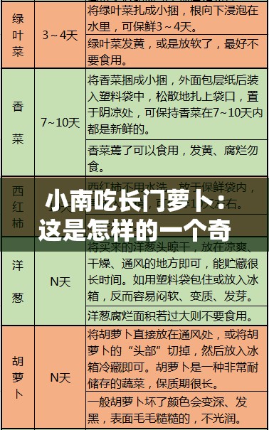 小南吃长门萝卜：这是怎样的一个奇特场景呢