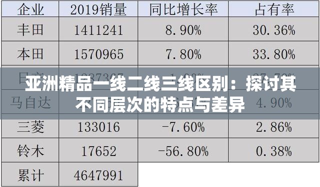 亚洲精品一线二线三线区别：探讨其不同层次的特点与差异