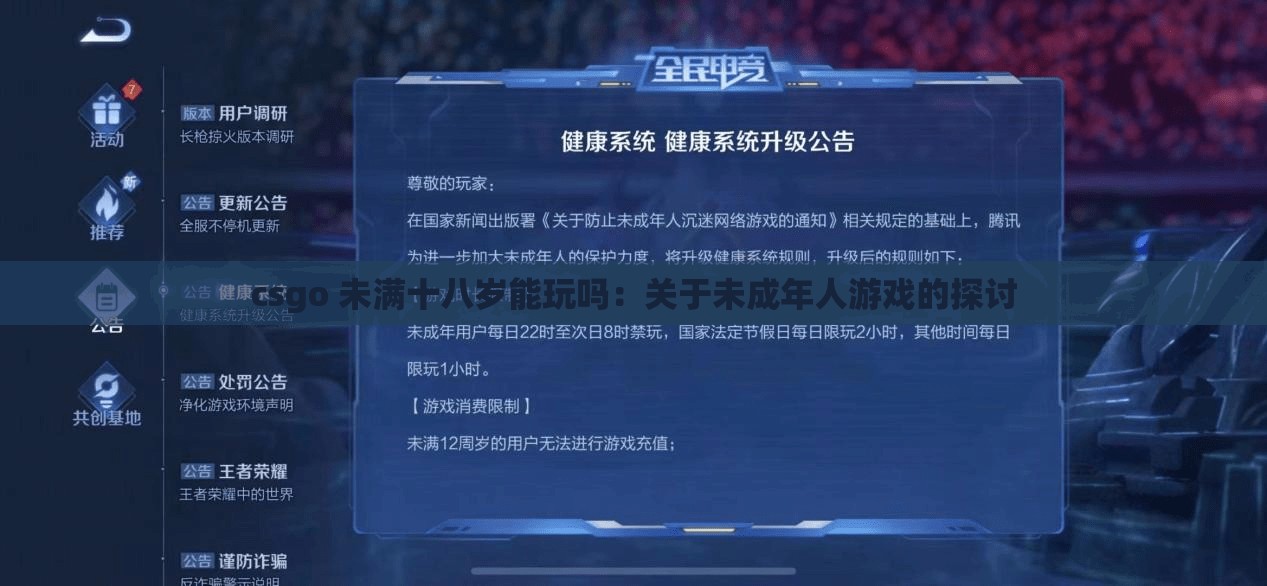 csgo 未满十八岁能玩吗：关于未成年人游戏的探讨