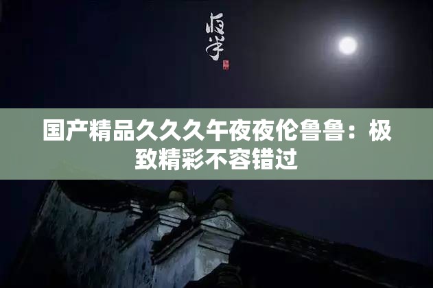 国产精品久久久午夜夜伦鲁鲁：极致精彩不容错过