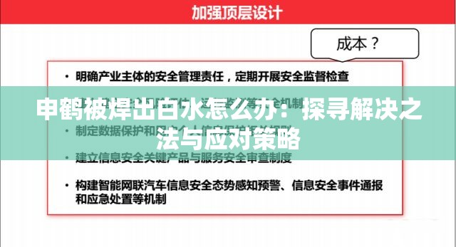 申鹤被焊出白水怎么办：探寻解决之法与应对策略