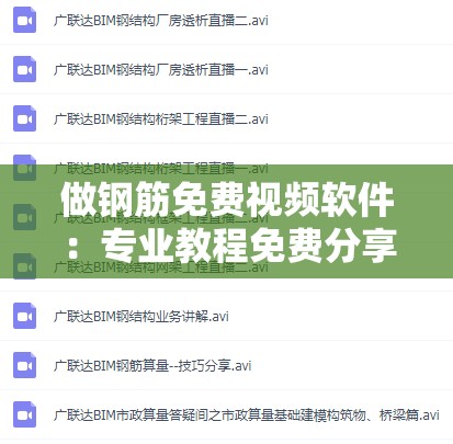 做钢筋免费视频软件：专业教程免费分享