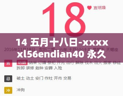 14 五月十八日-xxxxxl56endian40 永久免费版：畅享无限精彩