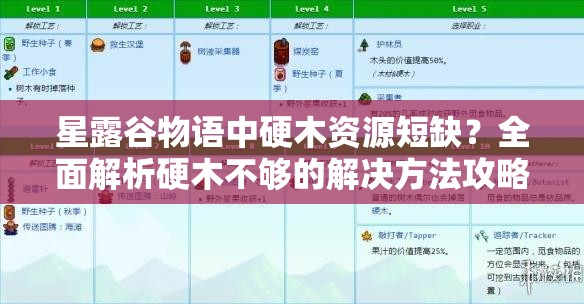 星露谷物语中硬木资源短缺？全面解析硬木不够的解决方法攻略