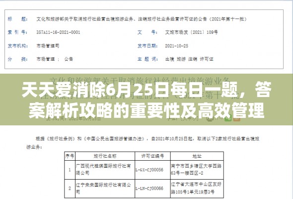 天天爱消除6月25日每日一题，答案解析攻略的重要性及高效管理技巧