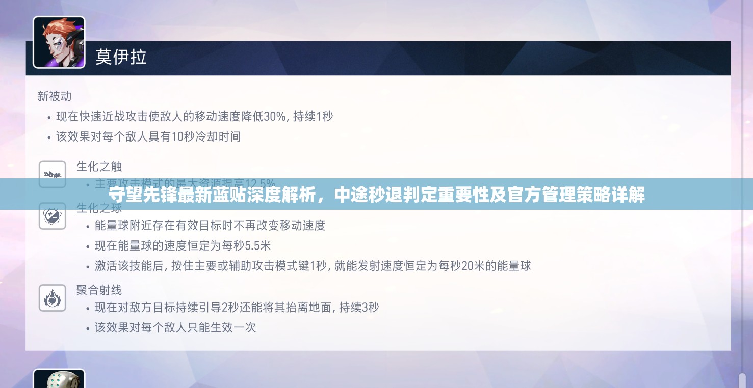 守望先锋最新蓝贴深度解析，中途秒退判定重要性及官方管理策略详解