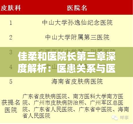 佳柔和医院长第三章深度解析：医患关系与医院管理的核心挑战与解决方案