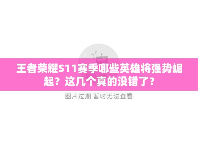 王者荣耀S11赛季哪些英雄将强势崛起？这几个真的没错了？