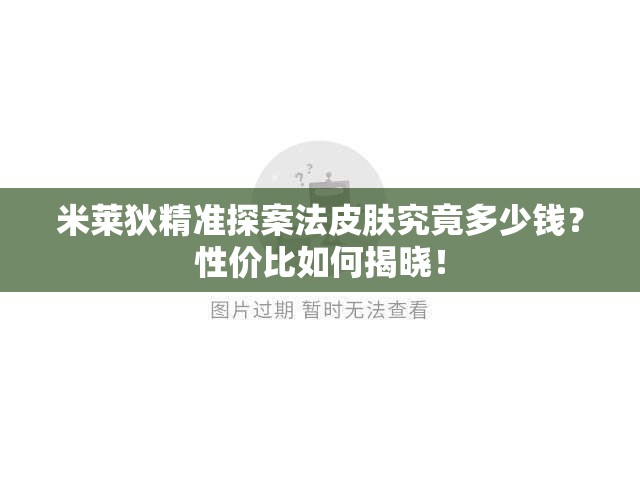 米莱狄精准探案法皮肤究竟多少钱？性价比如何揭晓！