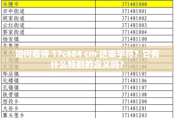 如何看待 17c684 cm 这串字符？它有什么特别的含义吗？
