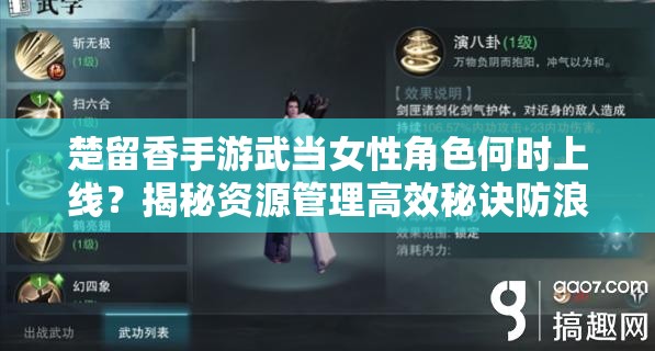 楚留香手游武当女性角色何时上线？揭秘资源管理高效秘诀防浪费！