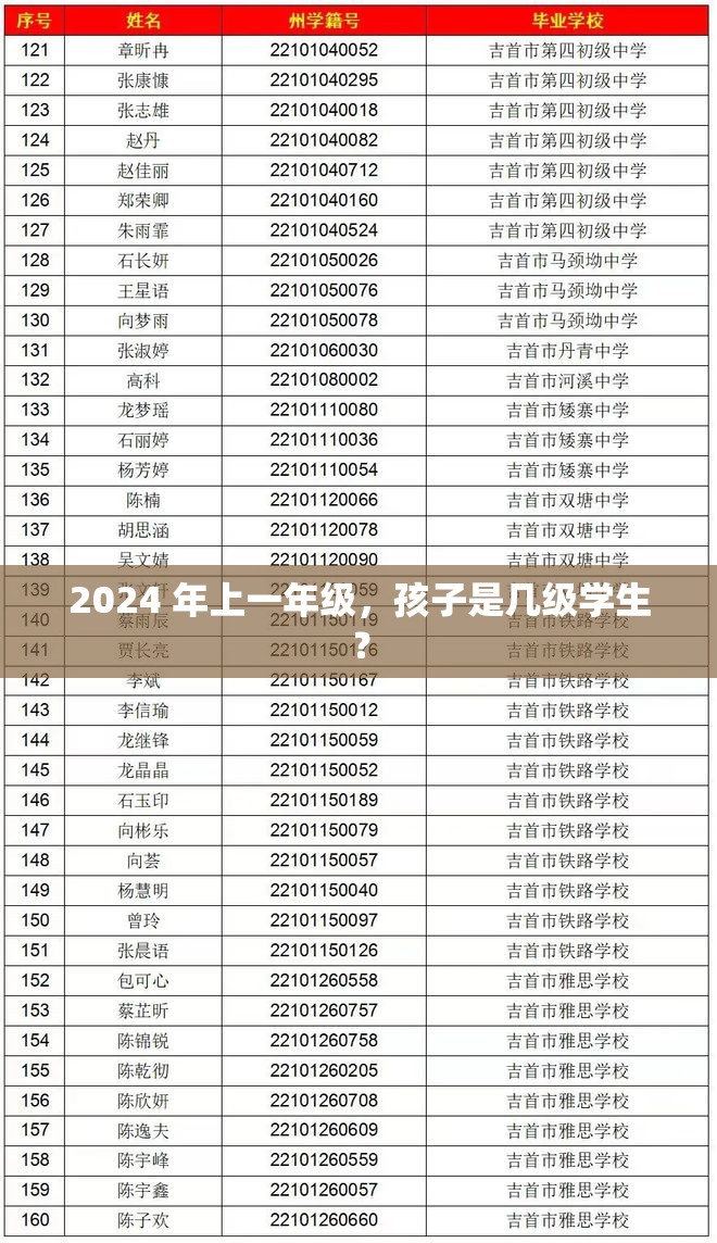 2024 年上一年级，孩子是几级学生？