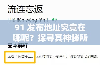 91 发布地址究竟在哪呢？探寻其神秘所在91 发布地址到底在何处呢？引发广泛好奇与探究91 发布地址究竟位于何方呢？这一谜团待解