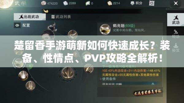 楚留香手游萌新如何快速成长？装备、性情点、PVP攻略全解析！