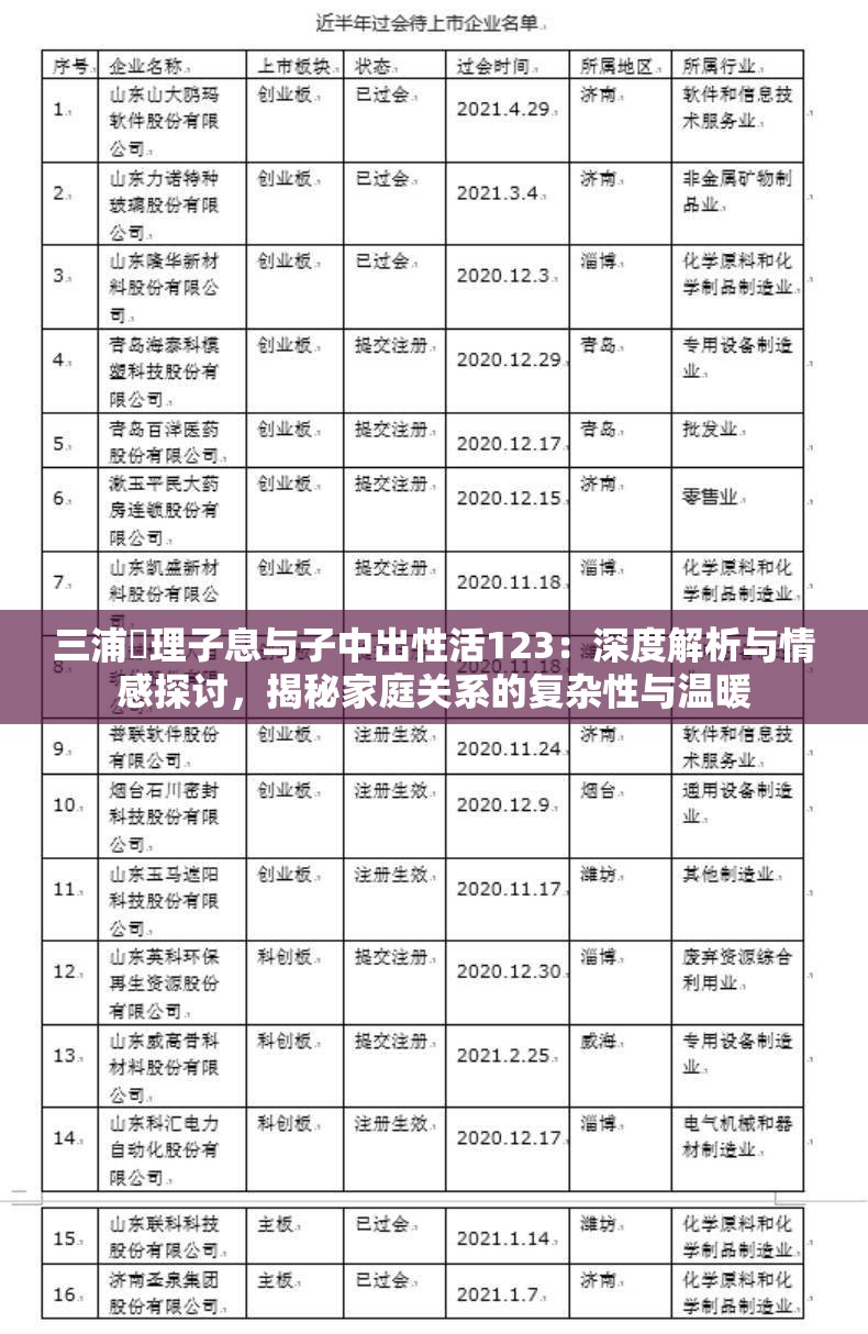 三浦恵理子息与子中出性活123：深度解析与情感探讨，揭秘家庭关系的复杂性与温暖