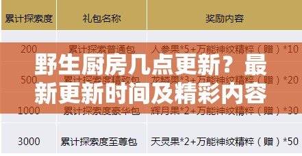 野生厨房几点更新？最新更新时间及精彩内容抢先看，不容错过