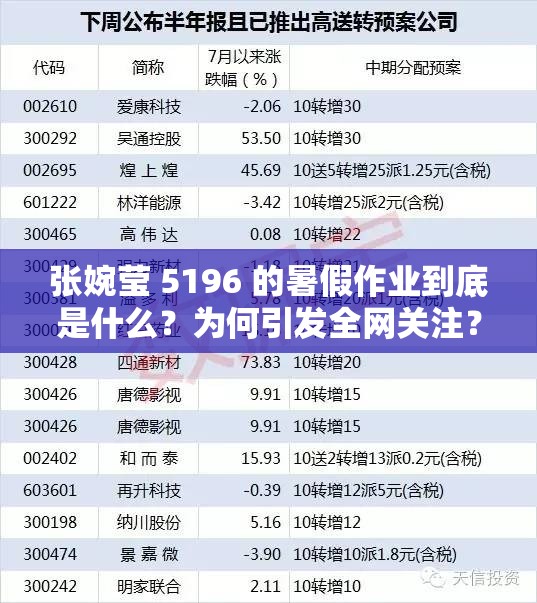 张婉莹 5196 的暑假作业到底是什么？为何引发全网关注？