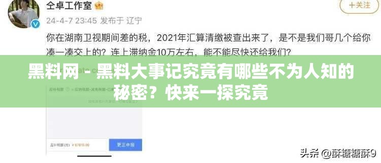 黑料网 - 黑料大事记究竟有哪些不为人知的秘密？快来一探究竟