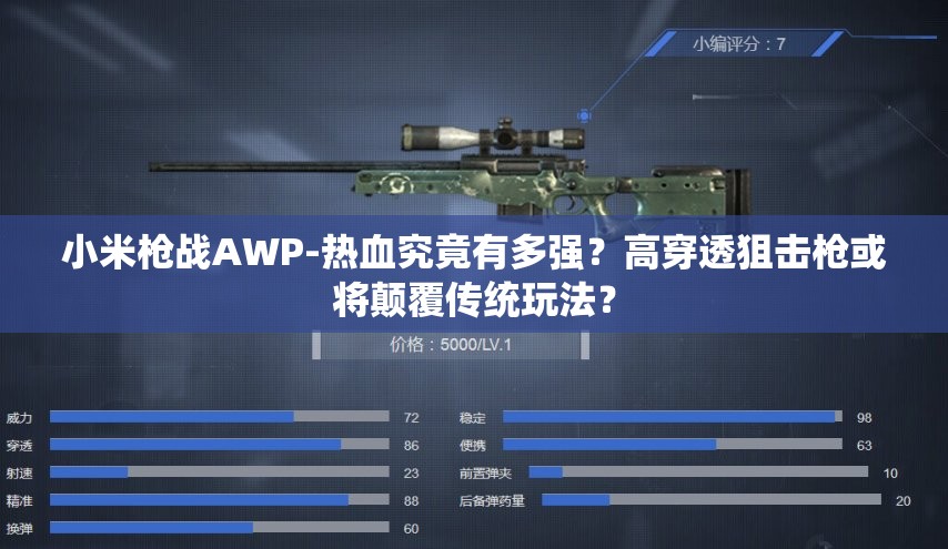 小米枪战AWP-热血究竟有多强？高穿透狙击枪或将颠覆传统玩法？