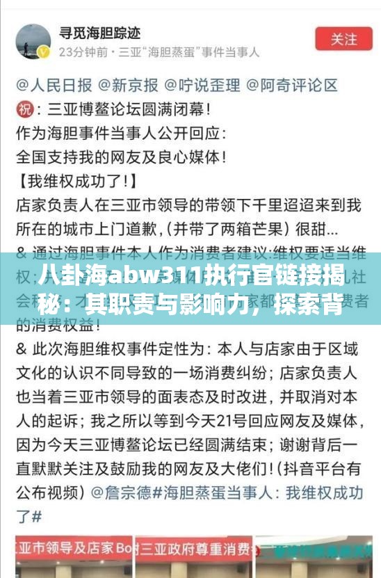 八卦海abw311执行官链接揭秘：其职责与影响力，探索背后的故事与真相