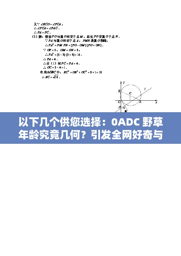 以下几个供您选择：0ADC 野草年龄究竟几何？引发全网好奇与探索0ADC 野草年龄成谜，谁能揭开这神秘的面纱？想知道 0ADC 野草的年龄？众多网友都在追寻答案0ADC 野草年龄引关注，你是否也在期待真相揭晓？