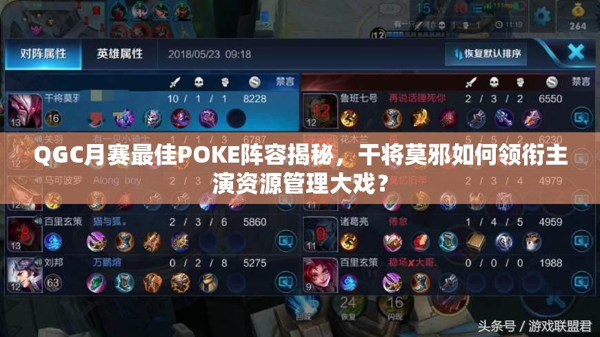 QGC月赛最佳POKE阵容揭秘，干将莫邪如何领衔主演资源管理大戏？